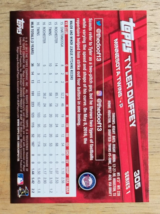 2017 Topps #305 Tyler Duffey