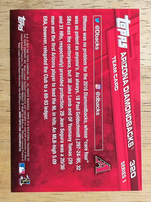 2017 Topps #320 Arizona Diamondbacks