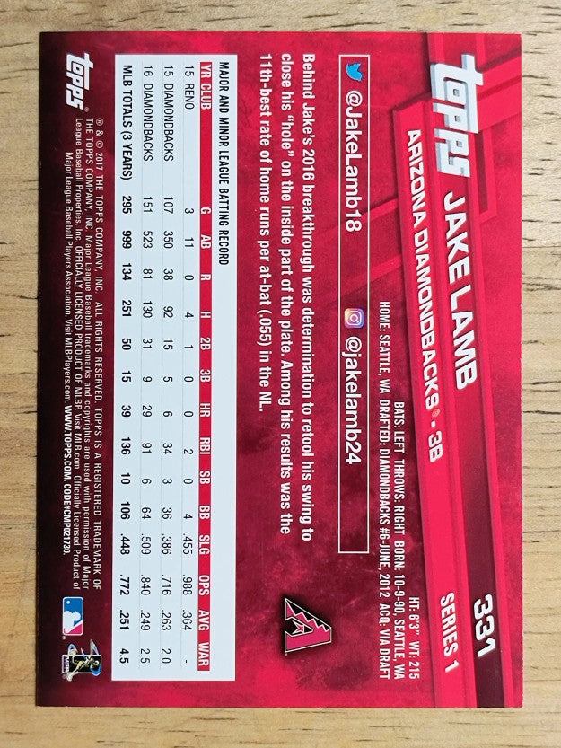 2017 Topps #331 Jake Lamb