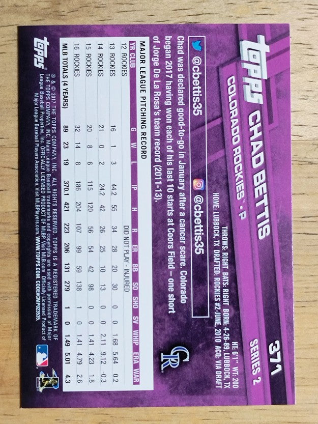 2017 Topps #371 Chad Bettis
