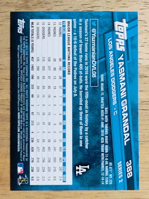 2017 Topps #388 Yasmani Grandal