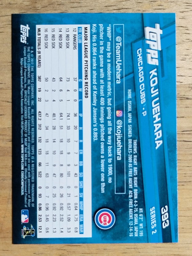 2017 Topps #393 Koji Uehara