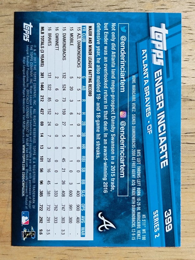 2017 Topps #399 Ender Inciarte