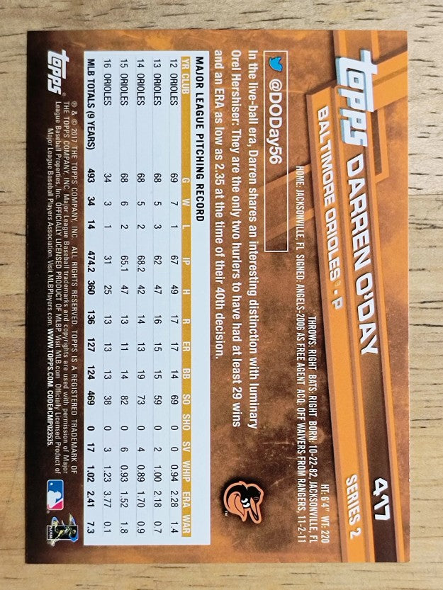 2017 Topps #417 Darren O'Day