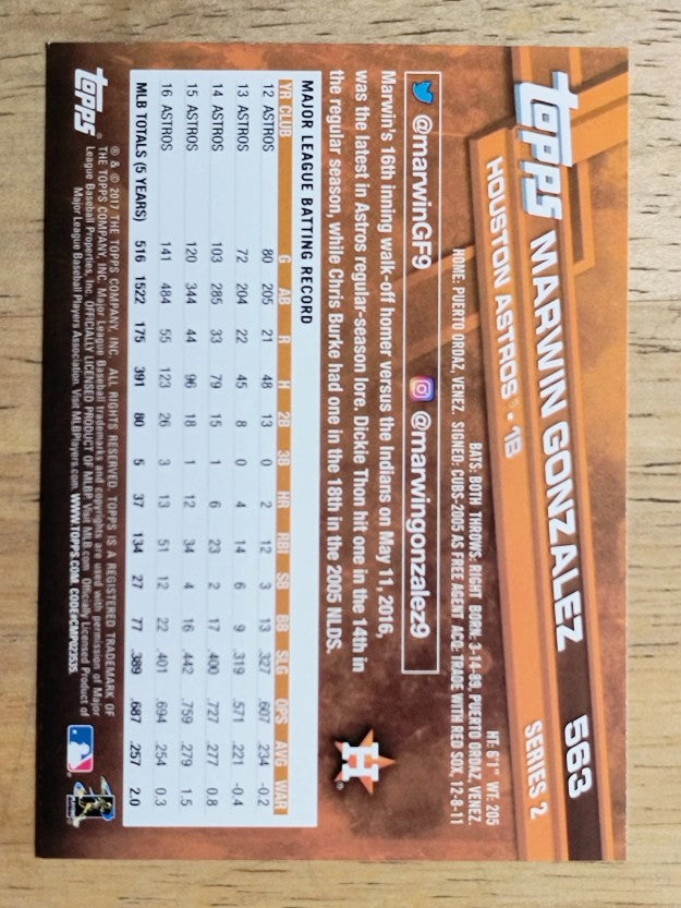 2017 Topps #563 Marwin Gonzalez