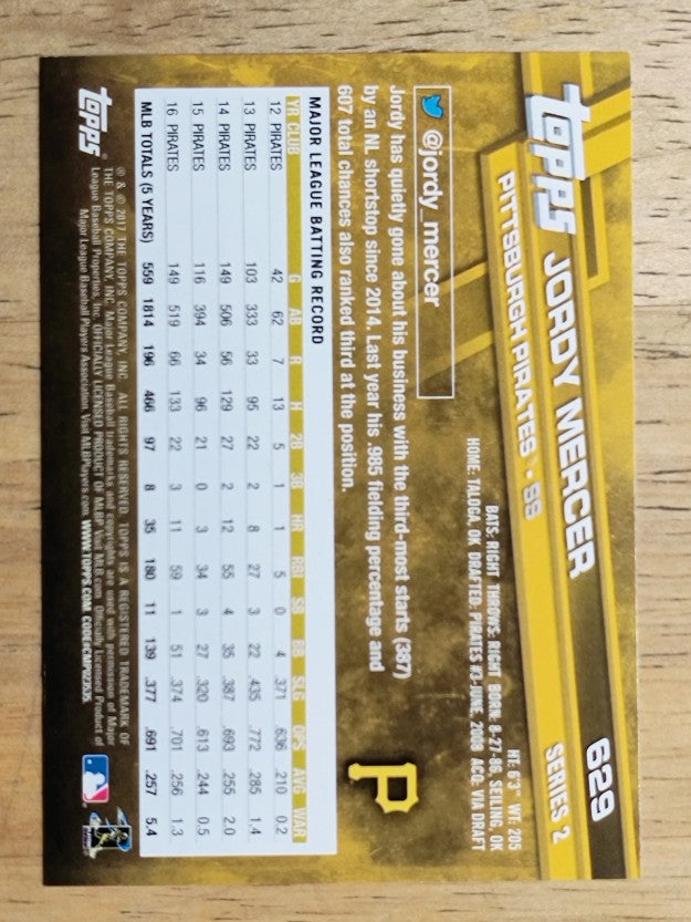 2017 Topps #629 Jordy Mercer