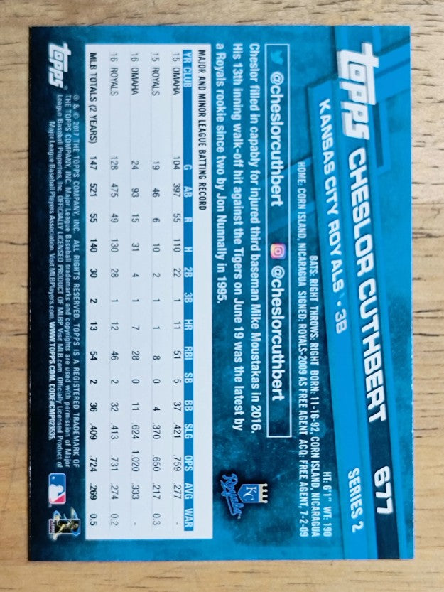 2017 Topps #677 Cheslor Cuthbert