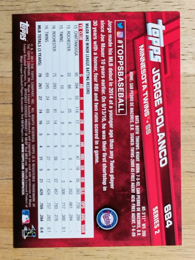 2017 Topps #684 Jorge Polanco