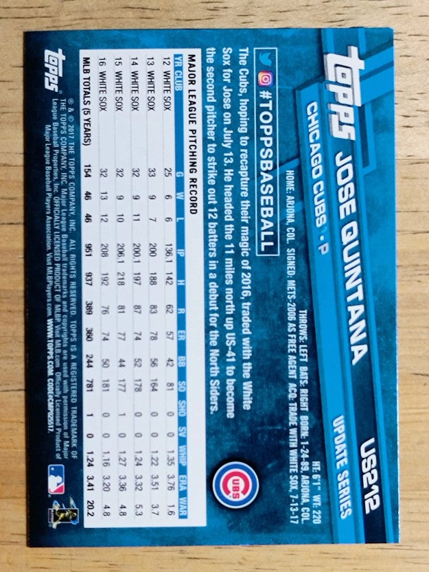 2017 Topps Update #US212 Jose Quintana