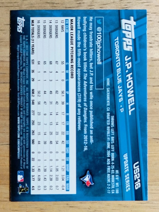 2017 Topps Update #US216 J.P. Howell