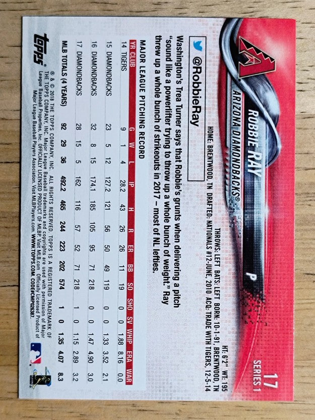 2018 Topps #17 Robbie Ray