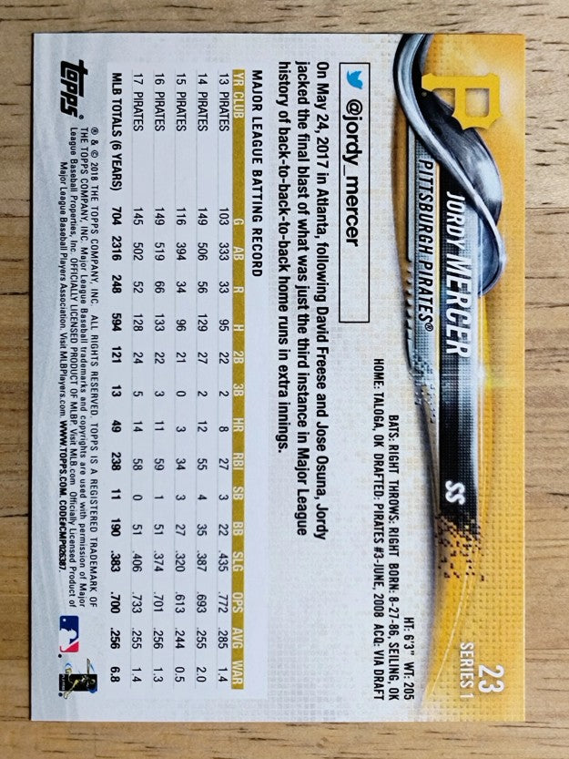 2018 Topps #23 Jordy Mercer