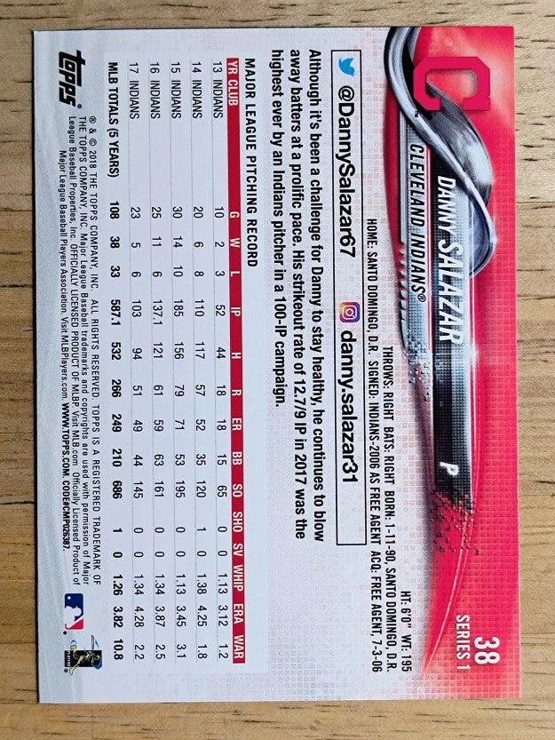 2018 Topps #38 Danny Salazar