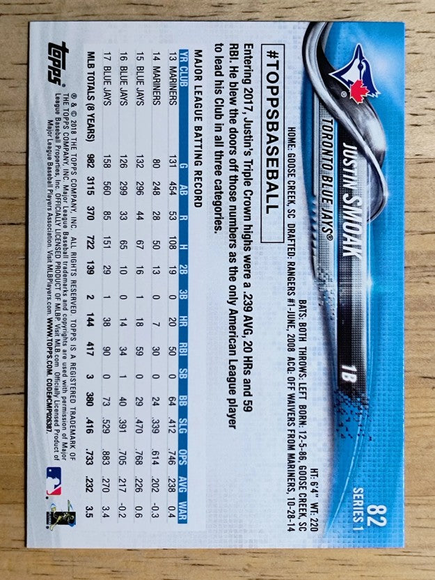2018 Topps #82 Justin Smoak