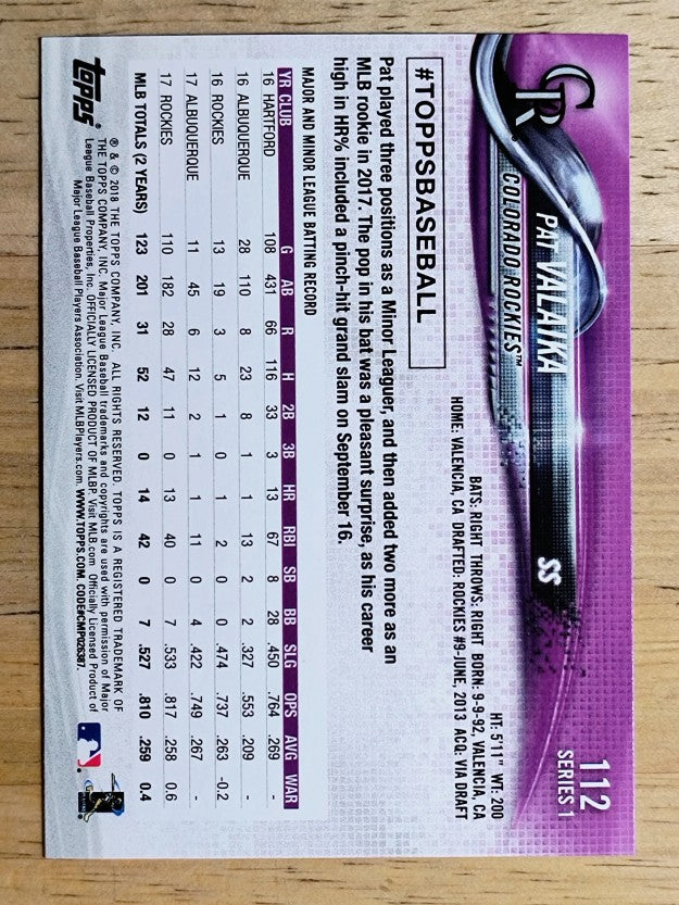 2018 Topps #112 Pat Valaika