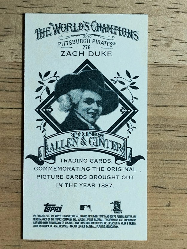 2007 Topps Allen and Ginter Mini A and G Back #276 Zach Duke