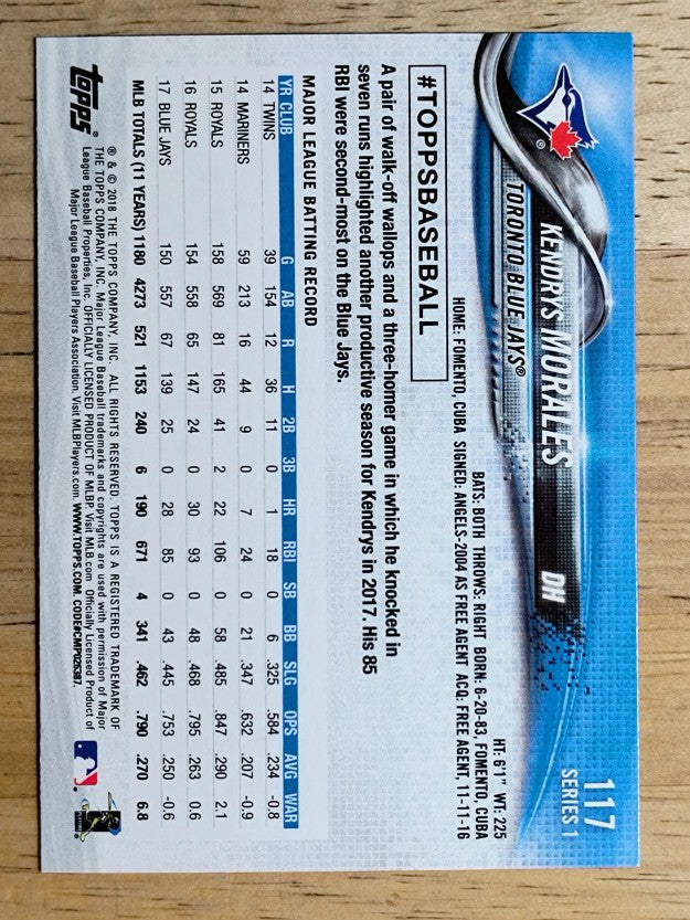 2018 Topps #117 Kendrys Morales