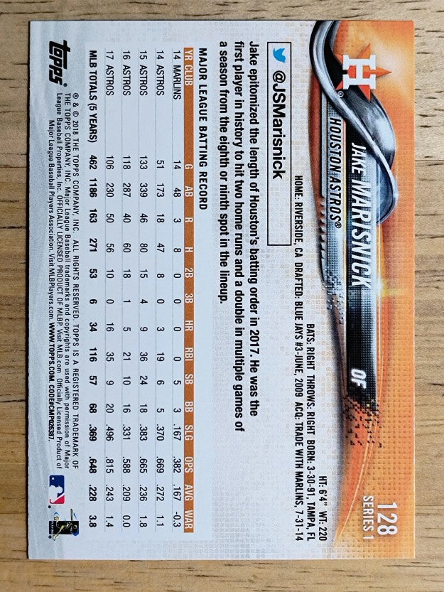 2018 Topps #128 Jake Marisnick