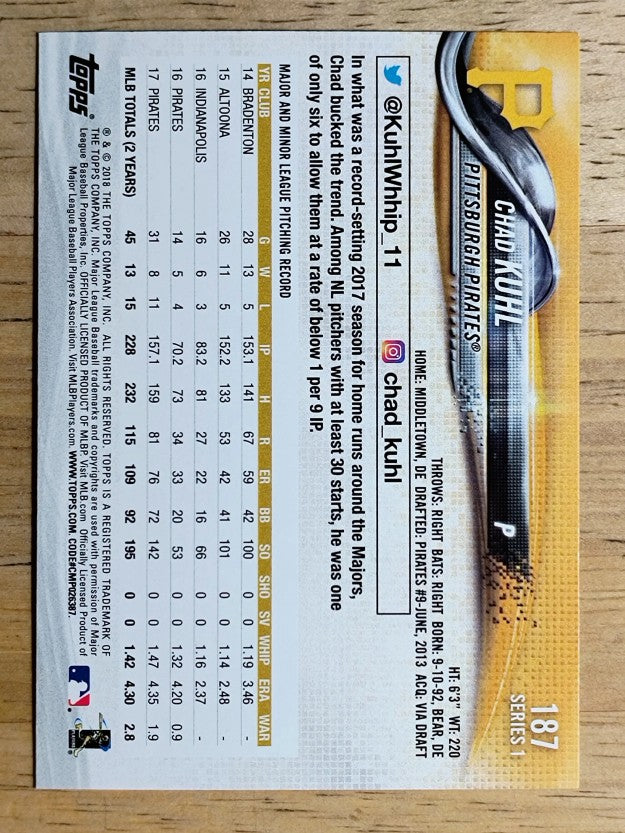 2018 Topps #187 Chad Kuhl