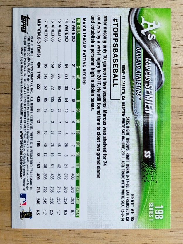 2018 Topps #198 Marcus Semien