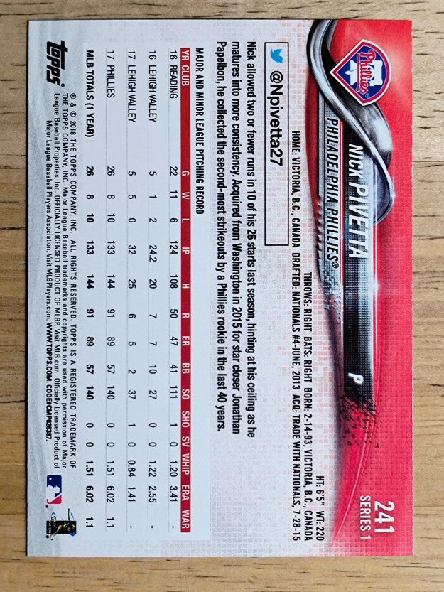 2018 Topps #241 Nick Pivetta