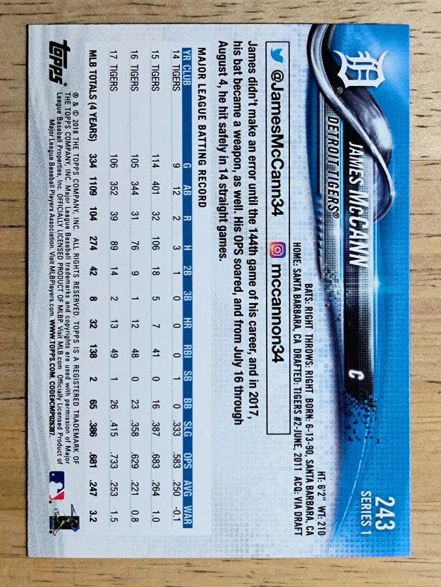 2018 Topps #243 James McCann