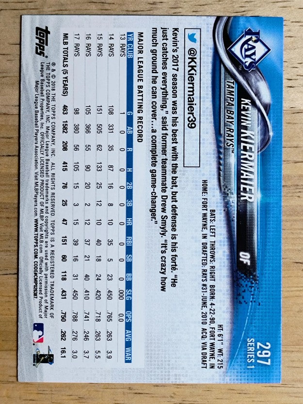 2018 Topps #297 Kevin Kiermaier