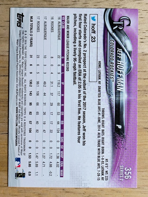 2018 Topps #356 Jeff Hoffman