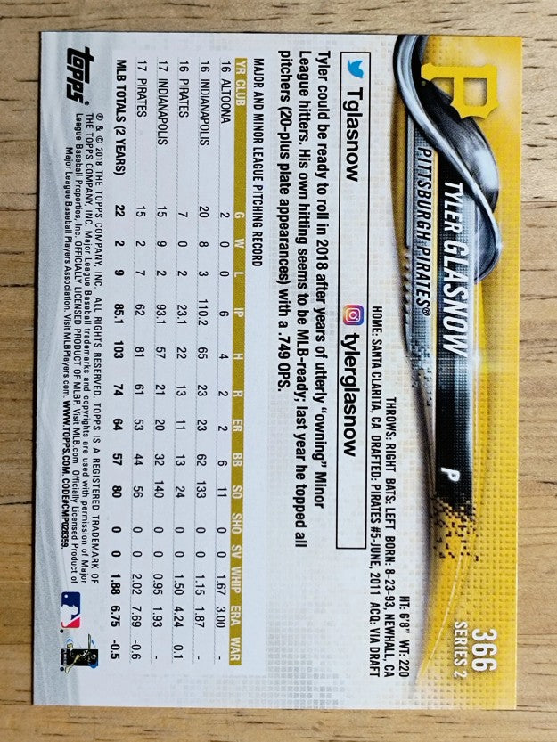 2018 Topps #366 Tyler Glasnow FS