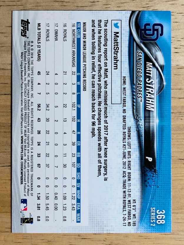 2018 Topps #368 Matt Strahm