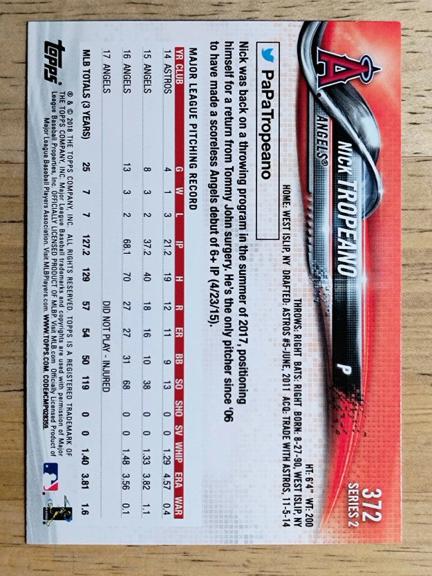 2018 Topps #372 Nick Tropeano