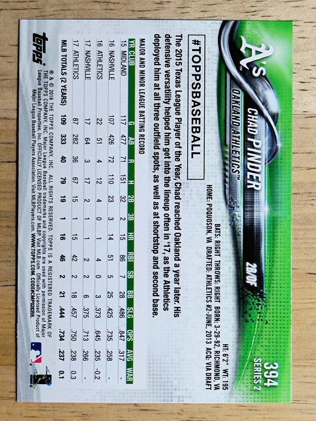 2018 Topps #394 Chad Pinder