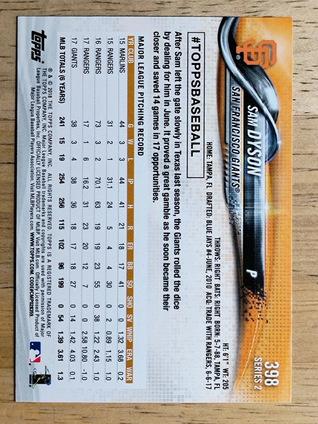 2018 Topps #398 Sam Dyson