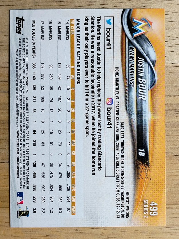 2018 Topps #499 Justin Bour