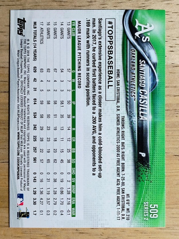 2018 Topps #509 Santiago Casilla