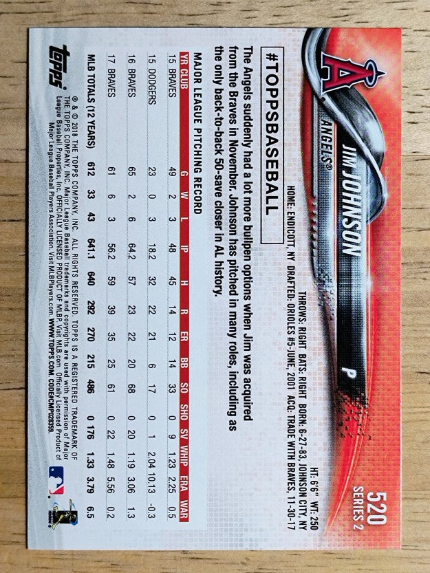 2018 Topps #520 Jim Johnson