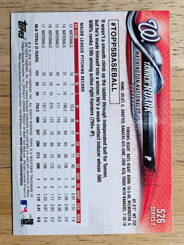 2018 Topps #526 Tanner Roark