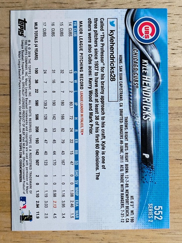 2018 Topps #552 Kyle Hendricks