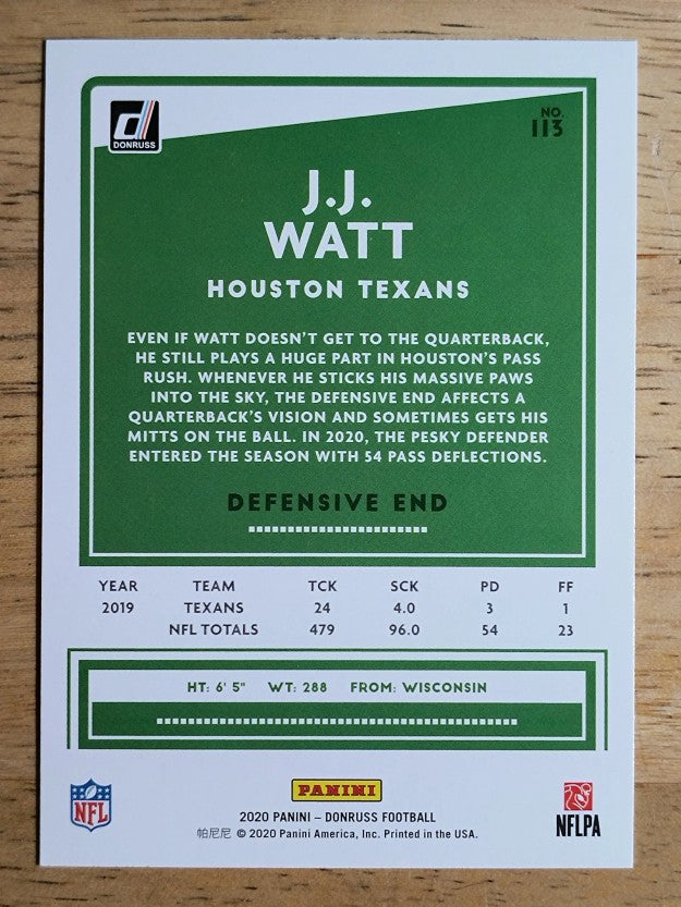 2020 Donruss #113A J.J. Watt