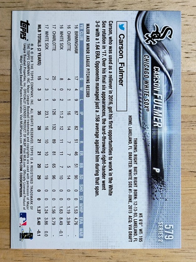 2018 Topps #579 Carson Fulmer