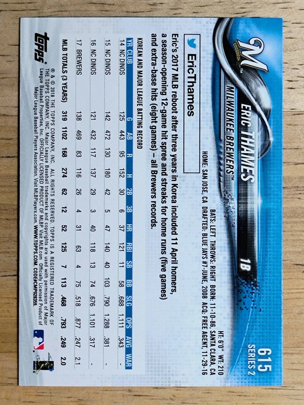 2018 Topps #615 Eric Thames