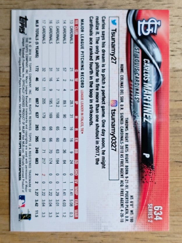 2018 Topps #634 Carlos Martinez