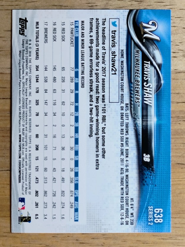 2018 Topps #638 Travis Shaw
