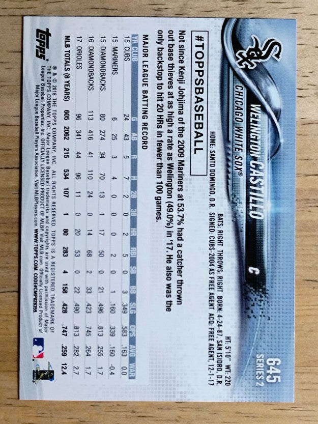 2018 Topps #645 Welington Castillo