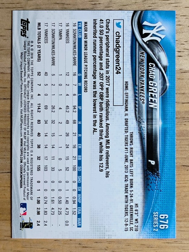 2018 Topps #676 Chad Green