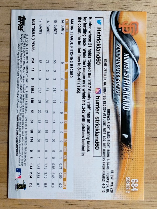 2018 Topps #684 Hunter Strickland