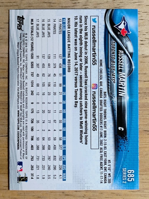 2018 Topps #685 Russell Martin