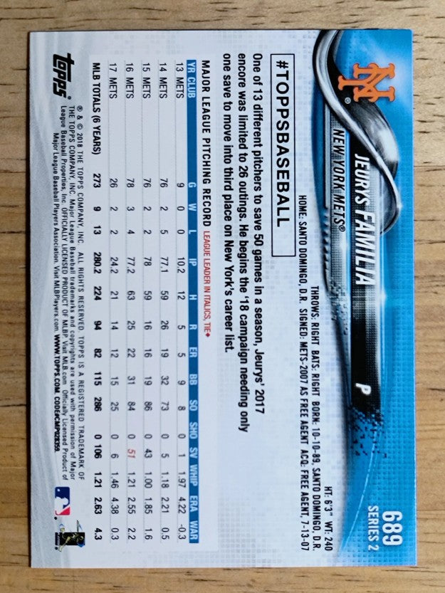 2018 Topps #689 Jeurys Familia