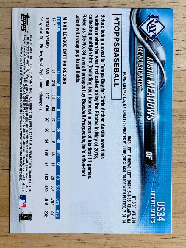 2018 Topps Update #US34 Austin Meadows RC (NM)
