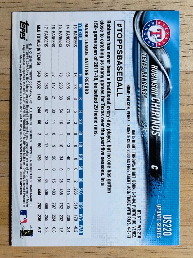 2018 Topps Update #US220 Robinson Chirinos
